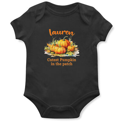 Personalisierter Pumpkpin Patch Strampler Kürbis Halloween Baby Weste Herbst Kostüm...