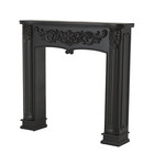 45" X 43" Wooden Black Freestanding Scroll Surround Fireplace Mantle with Floral