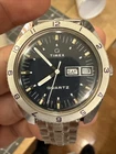 vintage  “RARE” TIMEX 1500 Men’s WATCH Diver Black Dial Chrome Metal Case Runs