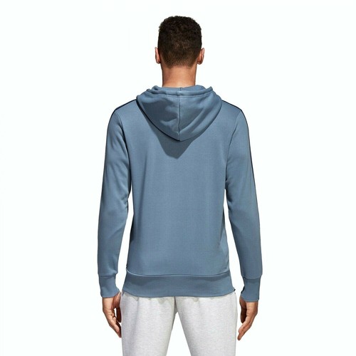 Adidas Zip Up Hoodie Mens Size XS S Blue French Terry Jacket Essentials 3-Stripe - Picture 2 of 6
