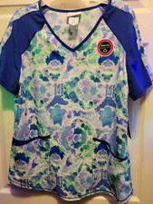 Scrubstar Women's Scrub Top "Swirling Tie Dye" Print V-Neck Size Medium