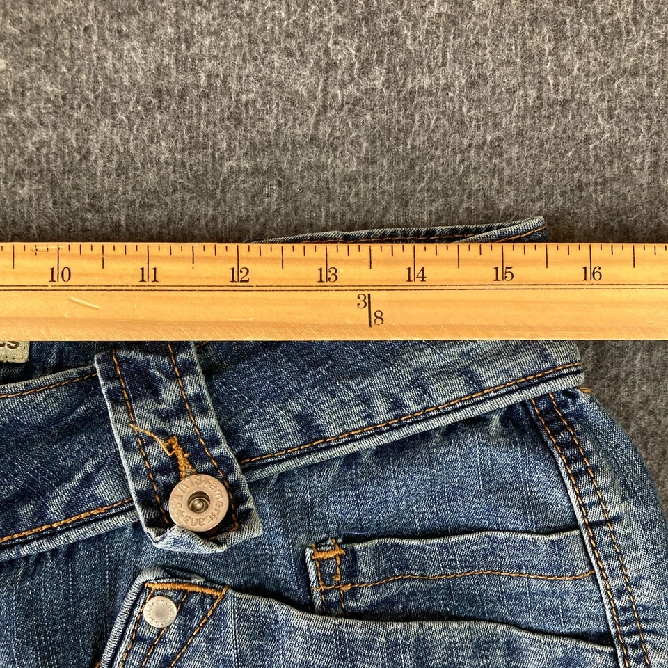 Y2K Americana Blues Cuffed Denim Capri Pants Juniors 11 Low Waist Flap Pockets - Image 4 of 4