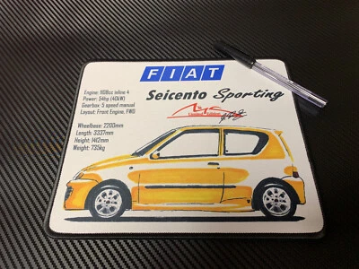 STORMVAULT Fiat Seicento Sporting Mouse Mat | Abarth Schumacher Italian Cinquecento Gift