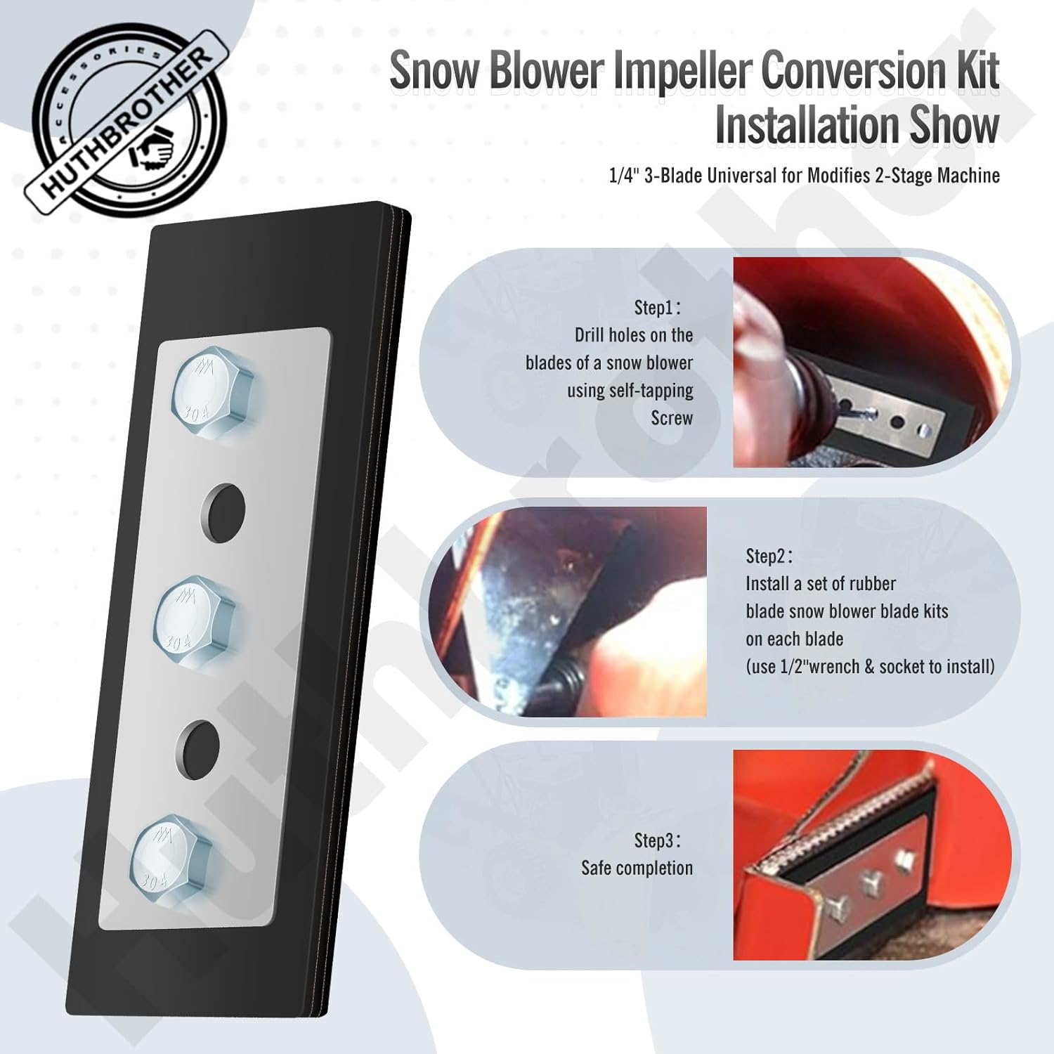 Snow Blower Impeller Modification Kit 1/4" 4Blade Universal, for