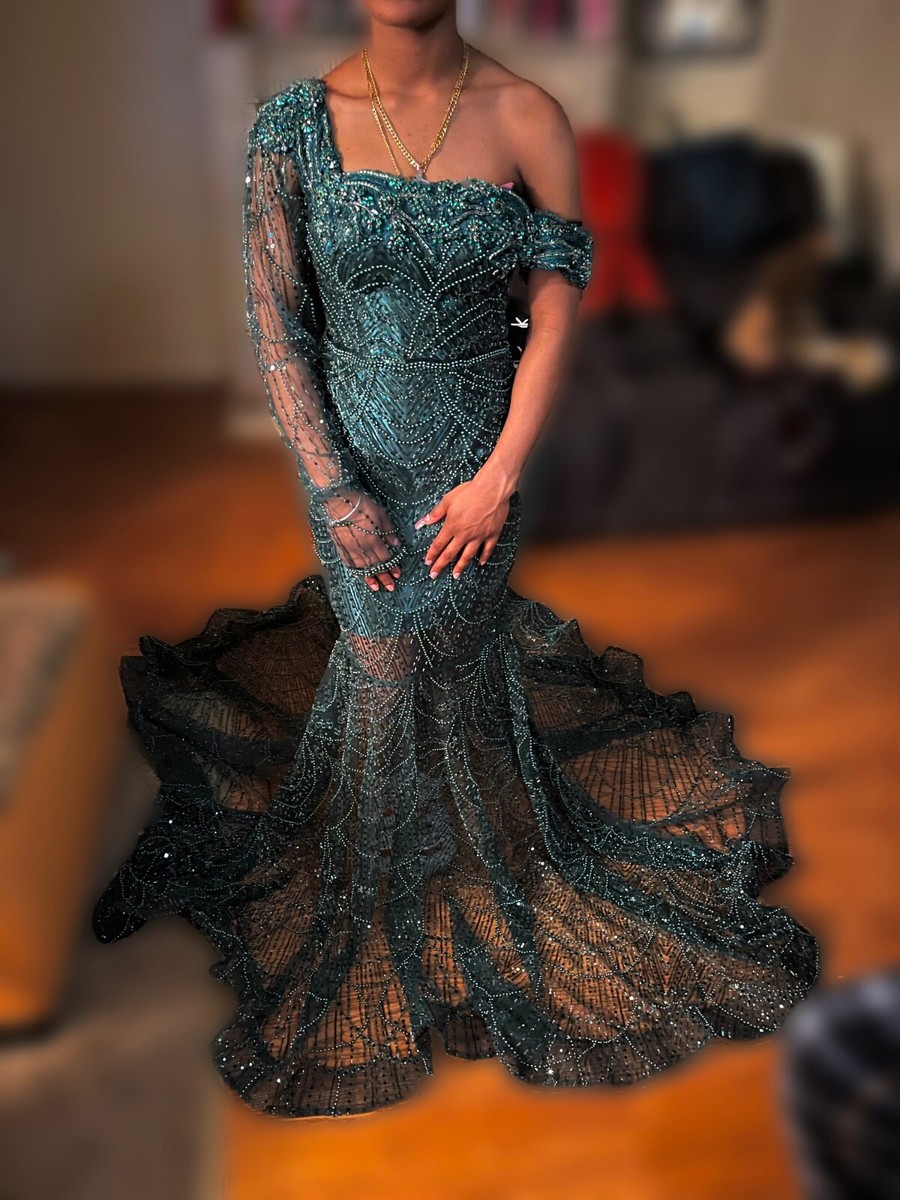 slim fit dress slacks MELATI Sheer Beaded Bodice A Line Dress - Glamorous Elegance main image 0