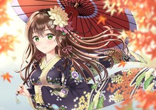 Landscape anime girls original characters umbrella Custom Gaming Mat Desk