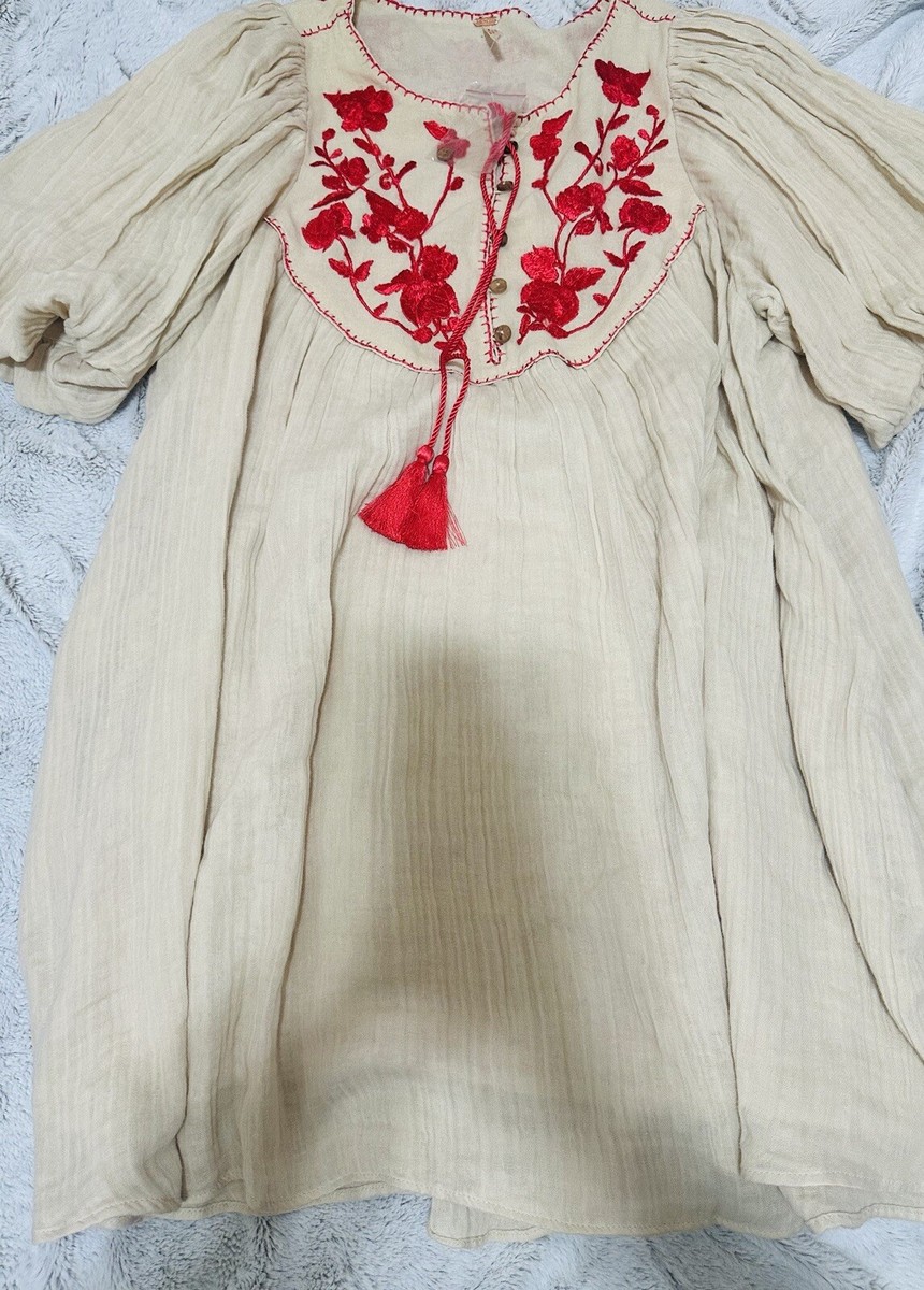 Free People Rosa Linda Embroidered Mini Dress Tea Combo Sz XS Nwot $148