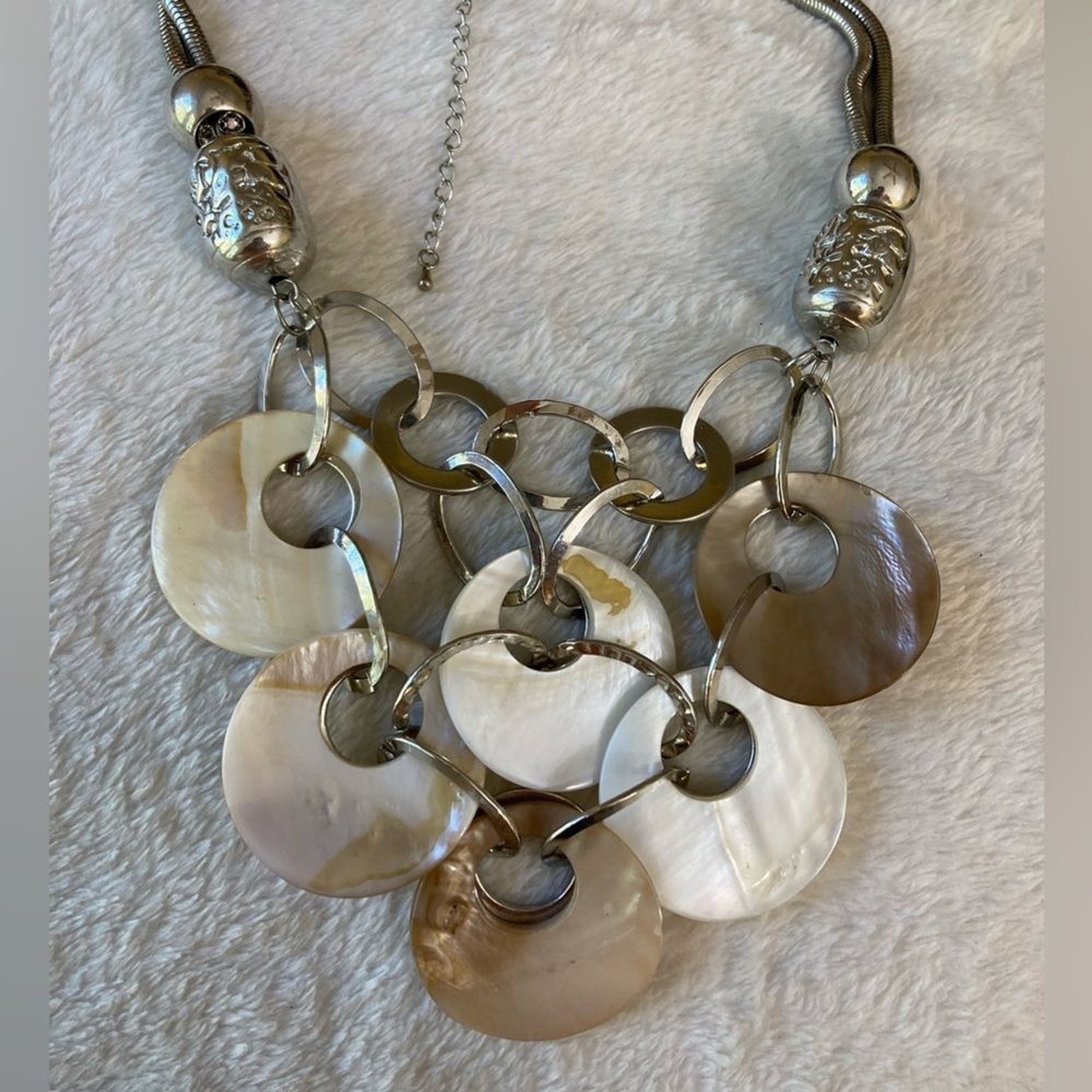 Multi Link Shell Bib Statement Necklace Vintage - image 10