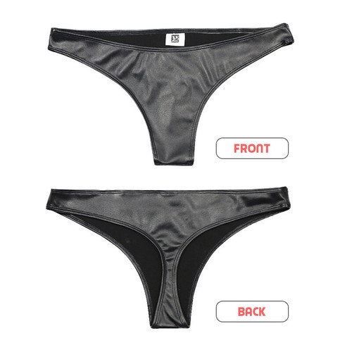 Women Faux Latex Wet Look G String Briefs Panties Low Waist Bikini Underwear NEW - Picture 13 of 16