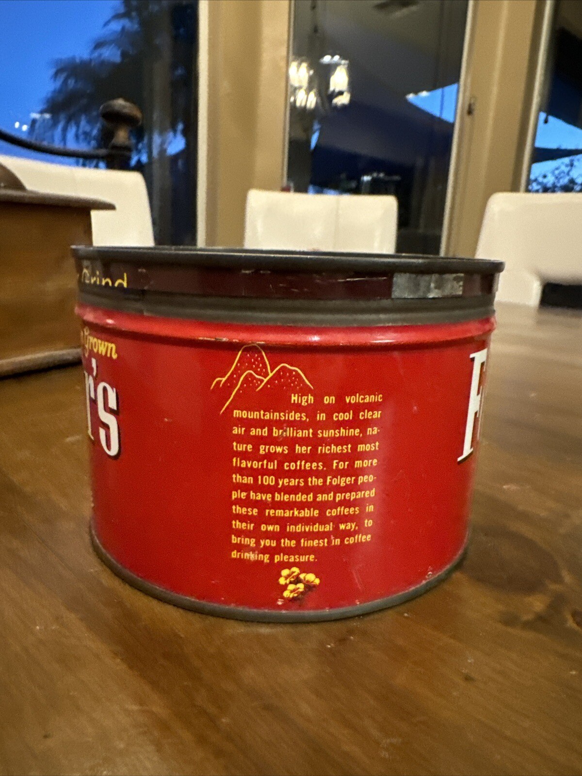 1952 Folgers Coffee Tin Can With Old Coffee Grinder eBay