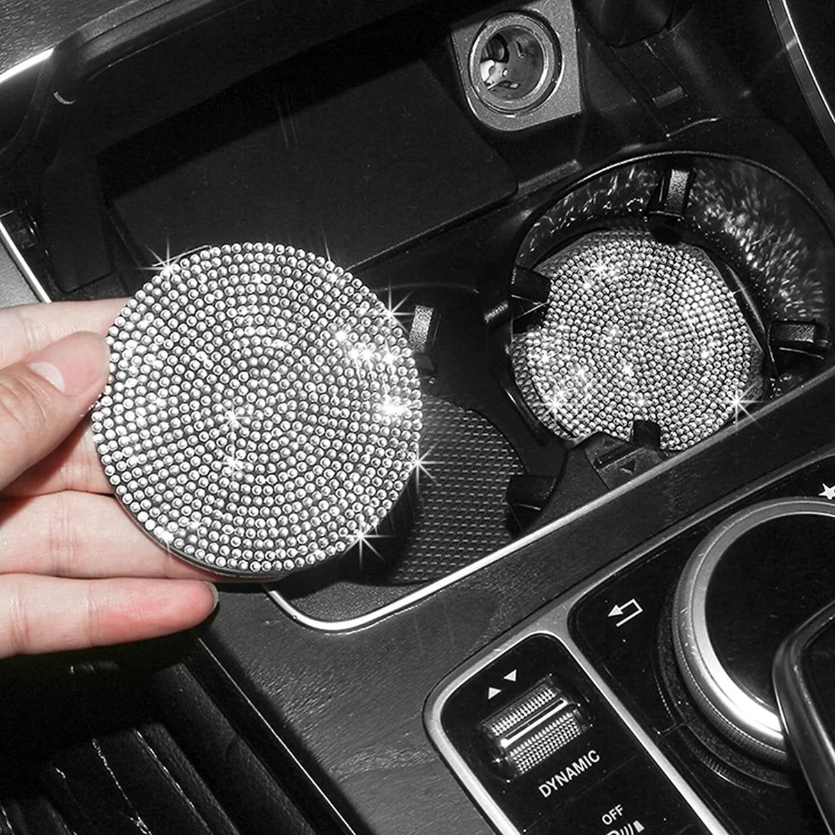 2pcs Bling Car Coasters for Cup Holder,Universal Vehicle Cup