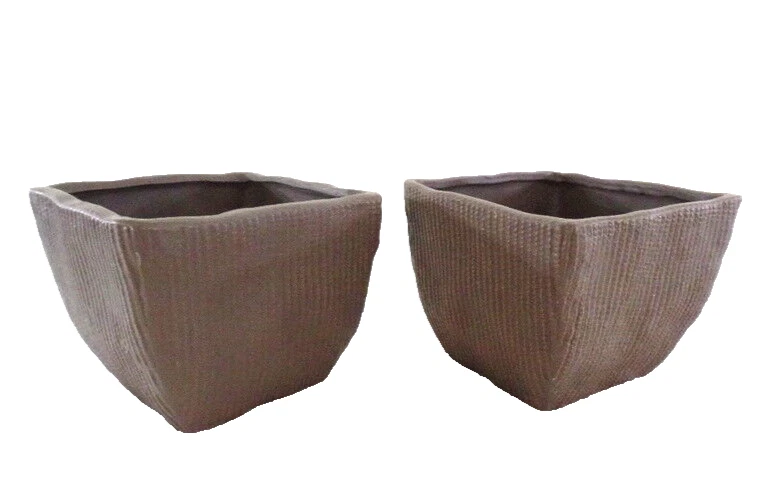 Töpfe Dekoration 2 Übertöpfe 13 cm Hoch dunkelbraun quadratisch Pflanzen - Bild 3 von 4
