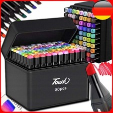 80 Farben Marker Stifte Set mit Doppelköpfiger, Alkoholmarker Set für Manga Neu