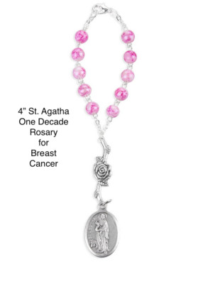 St. Agatha Rosary Beads, 4'', Made in the U.S., Patron of Breast Cancer
