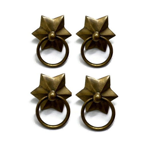 10 large heavy STAR ring pulls 2.1/2" handles watson old style solid brass - Picture 2 of 10