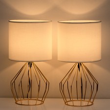 2 Pack Gold Table Lamps Beside Desk Nightstand Lamp Night Light for Bedroom Gift