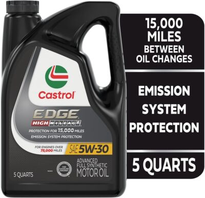 Castrol Edge High Mileage 5W-30 Advanced Full Synthetic Motor Oil, 5 Quarts