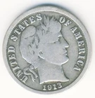 1913 Silver Barber Dime !  Liberty shows !!
