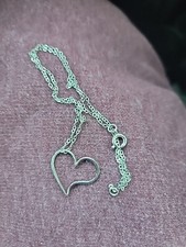 14" Sterling Silver Necklace With Simple Heart Pendant    , Child's Size