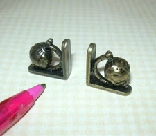 Miniature Town Square Heavy Metal GLOBE Bookends: DOLLHOUSE 1:12