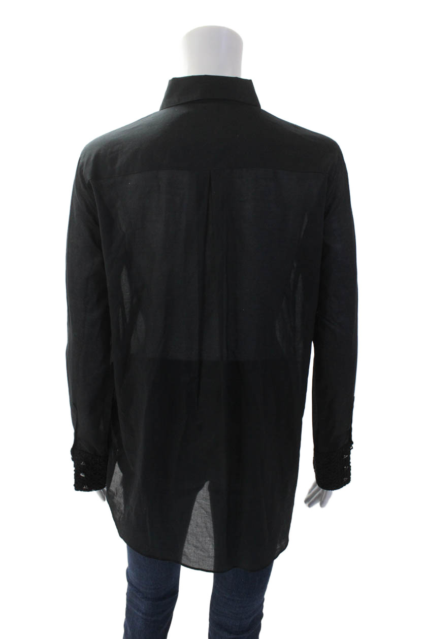 AR Womens Button Front Side Zip Collared Long Sle… - image 3