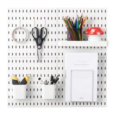 4x Werkzeugwand Werkzeuglochwand Stecktafel 28x28cm mit Zubehör Weiß