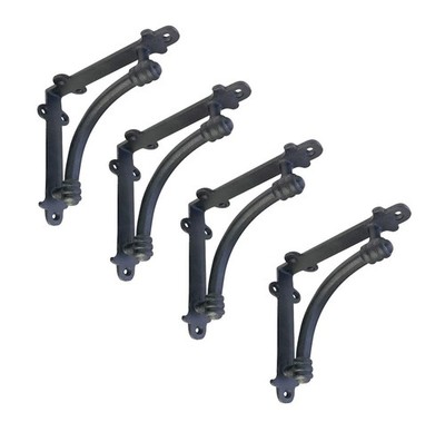 NACH Decorative Shelf Brackets, 4 Pack of 5.5 x 1.2 x 5.5 inch Black Cast Iro...