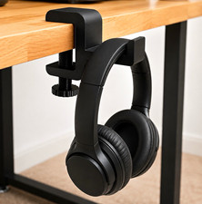 Black Clamp-On Desk Headphone Hanger Holder Stand Desk Mount