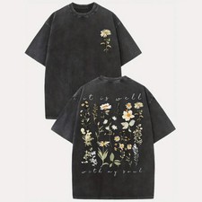 It Is Well With My Soul Floral Vintage Distressed Oversized Cotton T-shirt