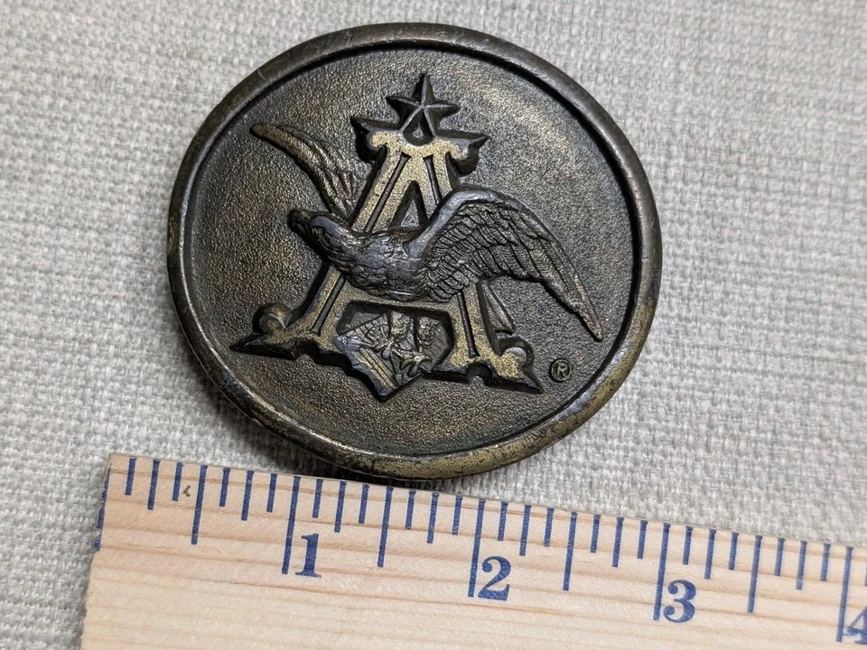 Vintage años 70 ANHEUSER BUSCH hebilla de cinturón LATÓN MACIZO cerveza vaquero occidental Foto 4 de 4