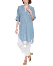 Rain + Rose Woven Linen-Blend Shirtdress Women's