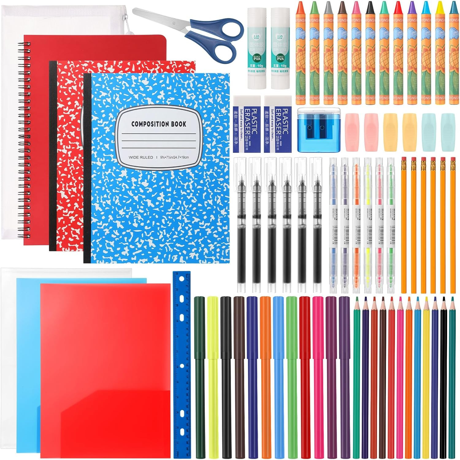 1 Set 2025 School Supplies Kit, 47 Pcs per Set Back to School Supplies Primary M