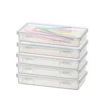 5 Pack Plastic Pencil with Snap-tight Lid, Clear Large Capacity Pencil Boxes ...