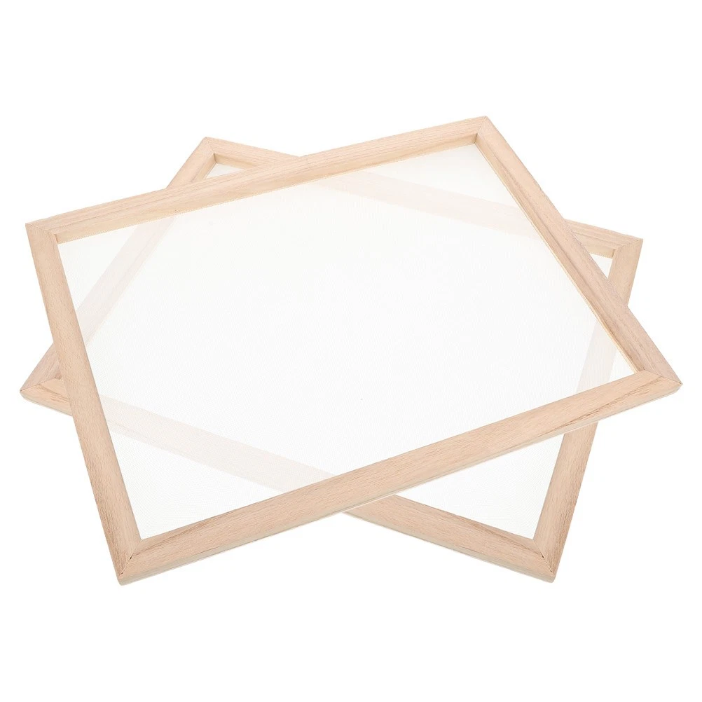 Wooden Paper Making Screen Kit 2Pcs Reusable Frame with Mesh for DIY Crafts