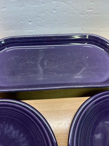 Fiesta Plum Homer Laughlin HLC Bread Tray Plate USA 12” And 2 7” Plates Salad - Picture 2 of 11
