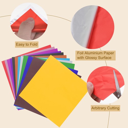 100 Stück Rot Metallic Folienpapier, 3x3" Glossy Textur Geschenkpapier - Bild 3 von 6