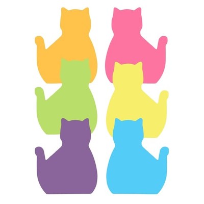 Charming Cat Sticky Notes Set - 180 Sheets in 6 Bright Colors for Any Desk