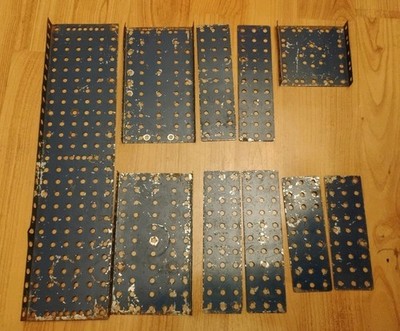 Gilbert Erector Set Base Plate Lot MD, ME, MF,  MN and MY Blue Painted Steel 