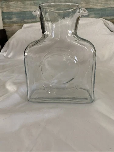 Blenko Clear Glass Double Spout 384 Water Bottle/Pitcher, Pre Owned.