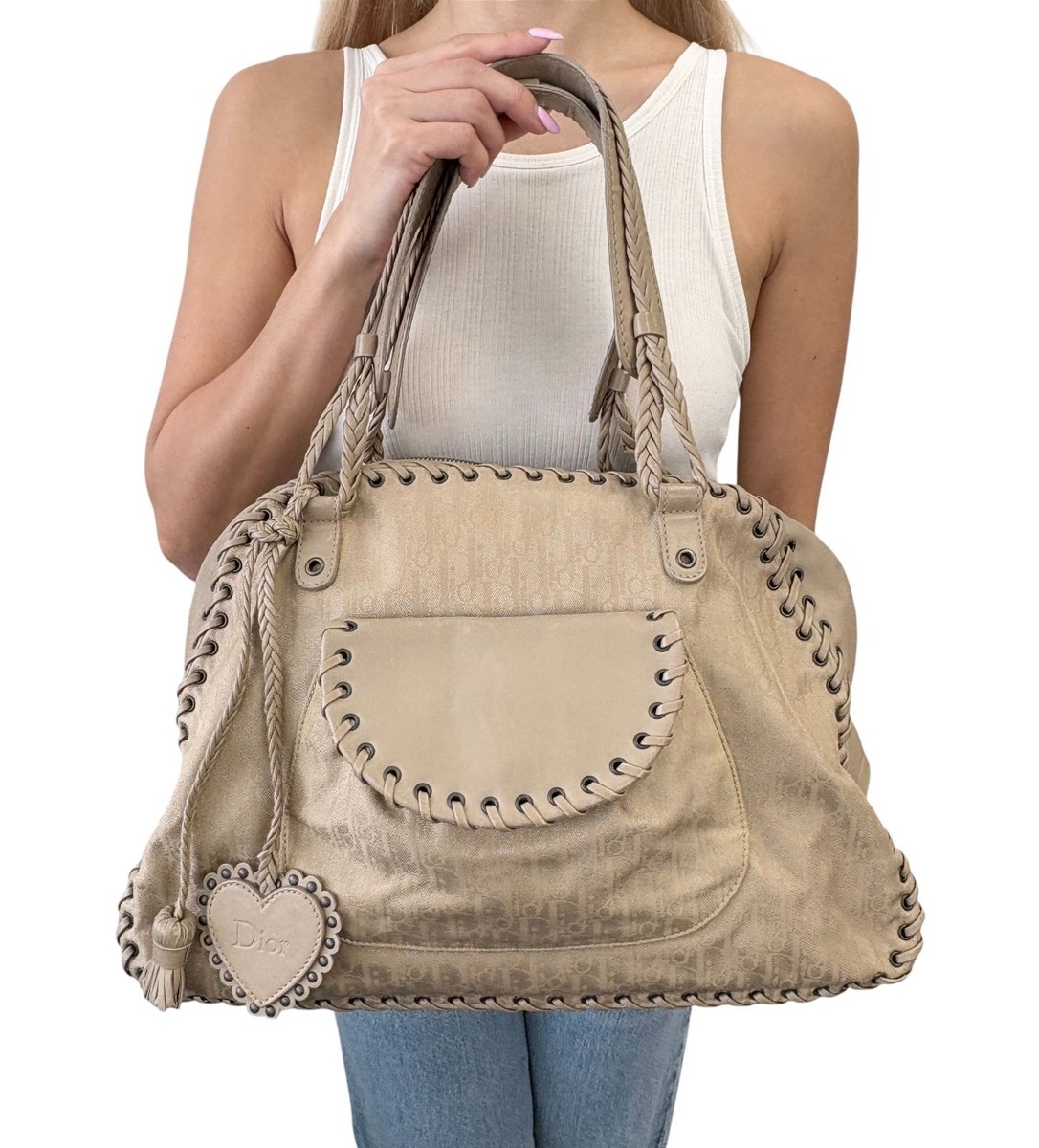 Christian Dior Vintage Trotter Monogram Canvas Ethnic Shoulder Bag