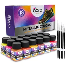 Acrylic Leather Paint for Shoes 18 Color Leather Paint Kit With 5 Paint Brushes