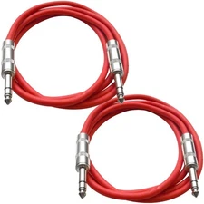 Seismic Audio - SATRX-2-2 Pack of 2' 1/4" TRS Male to 1/4" TRS Male Patch Cables