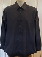 David Donahue Men’s Black Trim Fit Long Sleeve Dress Shirt Size 16.5 x 34/35