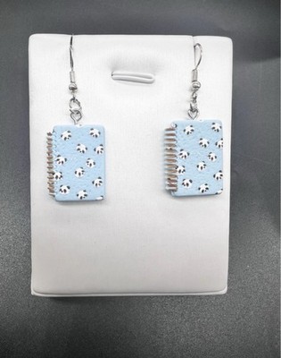 Blue Panda Notebook Dangle Earrings-Animal Theme - Stainless Steel 