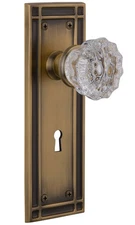 Warehouse Mission Plate with Keyhole Crystal Glass Knob, Double Dummy, Antiqu...