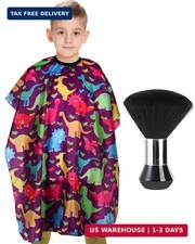 Kids Barber Cape with Neck Duster Brush, Professional Salon Hair Cutting Cape wi