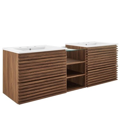 Render 62'' Wall-Mount Double Sink Bathroom Vanity