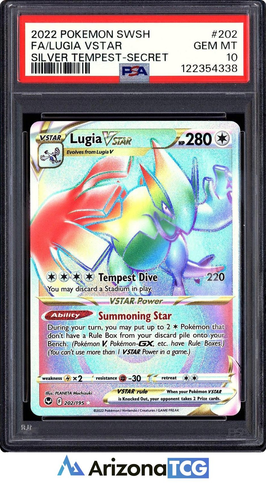 Pokemon 2022 Lugia VSTAR 202/195 Full Art SR Silver Tempest GEM MINT PSA 10