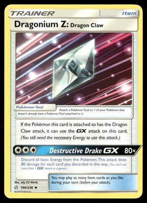 Dragonium Z: Dragon Claw 190/236 Uncommon Cosmic Eclipse Pokemon NM