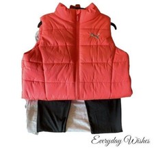 PUMA Youth Set Girl's Vest Long Sleeve Shirt Leggings 3pc Size X-Small 5/6 NEW